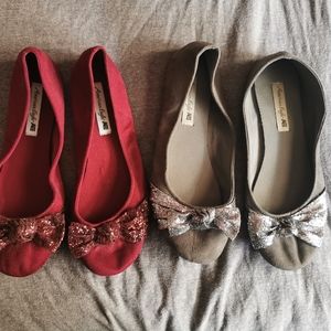 Red and grey flats